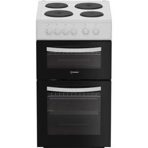 Indesit ITE5EMW Electric Twin Cooker 50CM - 58L with Solid Plate Hob