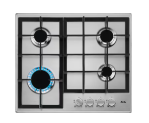 Aeg HGE64200SM 60cm wide 4 burner gas hob with triple crown burner