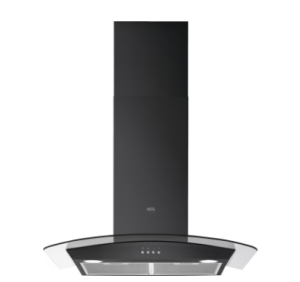 Aeg DTX3840B 80cm Curved glass chimney Hood. Black and Glass, LED lighting