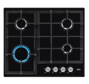 Aeg HGX64200SB 60cm wide 4 burner gas hob with triple crown burner