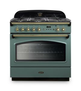 Rangemaster CLAS90FXDFFMG/B 128350 Classic FX 90 Dual Fuel MINERAL GREEN/BRASS