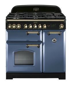 Rangemaster CDL90DFFSB/B 129430 Classic DL 90 Dual Fuel STONE BLUE/BRASS