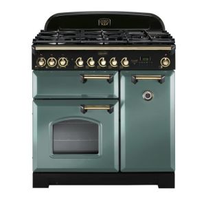 Rangemaster CDL90DFFMG/B 129440 Classic DL 90 Dual Fuel MINERAL GREEN/BRASS