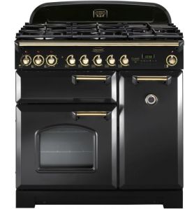 Rangemaster CDL90DFFCB/B 129450 Classic DL 90 Dual Fuel CHARCOAL BLACK/BRASS