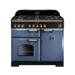 Rangemaster CDL100DFFSB/B 129520 Classic DL 100 Dual Fuel STONE BLUE/BRASS