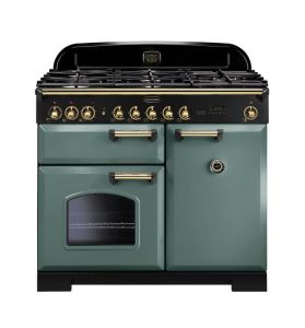Rangemaster CDL100DFFMG/B 129530 Classic DL 100 Dual Fuel MINERAL GREEN/BRASS