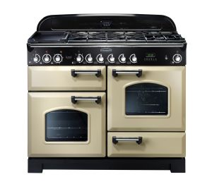 Rangemaster CDL110DFFCR/C 79790 Classic Deluxe 110cm Dual Fuel Range Cooker In Cream And Chrome