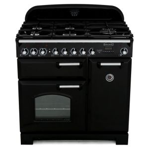 Rangemaster CDL90DFFBL/C 80930 Classic Deluxe 90cm Dual Fuel Range Cooker Black and Brass