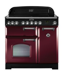 Rangemaster CDL90EICY/C 90240 Classic Deluxe Induction 90cm Electric Range Cooker Cranberry &amp; Chrome