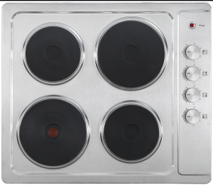 Cata UBSPH60KCR 60cm Stainless 4 Zone Solid Plate Hob With Rotary Controls