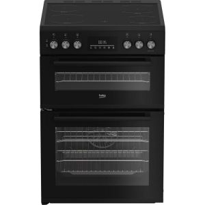 Beko EDC6731K 60cm Double Oven Electric Cooker with Vitroceramic Hob - Black