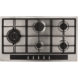 CDA HG9351SS Five burner gas hob, Cast iron pan supports , Wok burner 