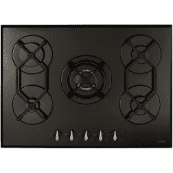 CDA HVG721BL Five burner gas on glass hob, Cast iron pan supports, Front control