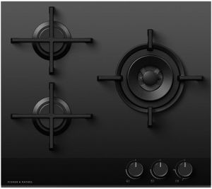 Fisher_Paykel CG603DLPGB4 600mm Wide 'Gas on Glass' 3 Burner LPG Minimal Style