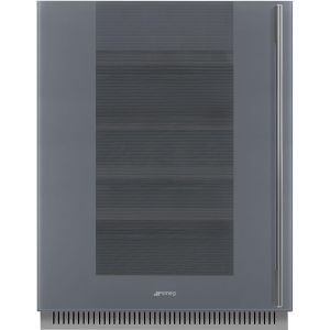 Smeg CVI138LS3 60cm Linea U/C Wine Cooler with Left Hand Hinge Silver