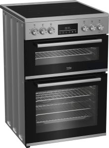 Beko EDC6731S 60cm Double Oven Electric Cooker with Vitroceramic Hob - Silver