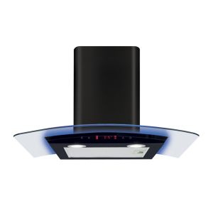 CDA EKP70BL Curved glass extractor with edge lighting, Ducted/re-circulating, Edge lighting in 3 colours