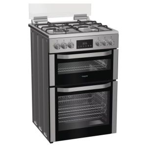 Hotpoint HDD6GDC2WX Dual Fuel Double Cooker 60CM - 75L / 38L with Glass Lid