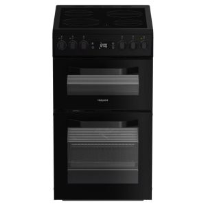 Hotpoint HDE5VDCB Electric Double Cooker 50CM - 62L / 33L with Ceramic Hob - Black