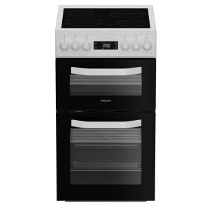 Hotpoint HDE5VDCW Electric Double Cooker 50CM - 62L / 33L with Ceramic Hob - White