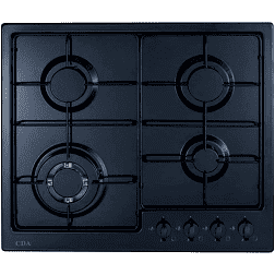 CDA HG6251BL Four burner gas hob, enamel pan supports , front control, black