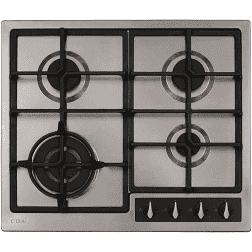 CDA HG6351SS Four burner gas hob, cast iron pan supports , wok burner 