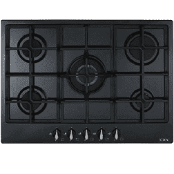 CDA HG7251BL Five burner gas hob, Cast iron pan supports , Wok burner 