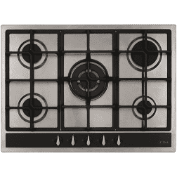 CDA HG7351SS Five burner gas hob, Cast iron pan supports , Wok burner 