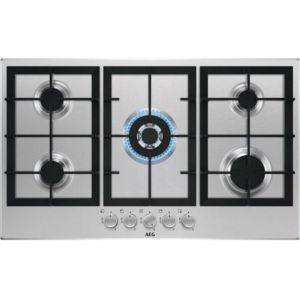 Aeg HGX95320SM 90cm wide 5 burner gas hob - Black/Silver controls