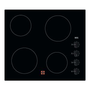 Aeg HK614000CB 60cm Ceramic Hob, 4 Cooking Zones, Rotary side controls