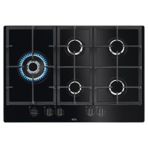 Aeg HKB75820NB 75cm Flamelight, Gas On Glass Hob,