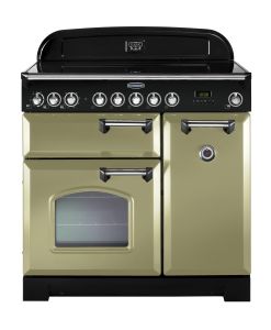 Rangemaster CDL90EIOG/C 100900 Classic Deluxe 90cm Electric Range Cooker Olive Green