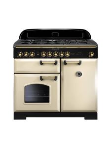 Rangemaster CDL100DFFCR/B Classic Deluxe 100cm Dual Fuel Range 115550 Cream and Brass
