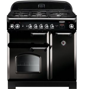 Rangemaster CLA90DFFBL/C 116490 Classic 90cm Dual Fuel Range Cooker in Black and Chrome