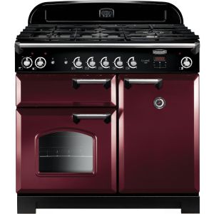 Rangemaster CLA100DFFCY/C Classic 100cm Dual Fuel Range 116900 Cranberry and Chrome