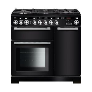 Rangemaster EDL90DFFBL/C 90cm Duel Fuel Encore Deluxe Range Cooker 117180 Black and Chrome