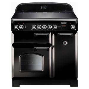 Rangemaster CLA90ECBL/C 117420 Classic 90cm Ceramic Range Cooker in Black and Chrome