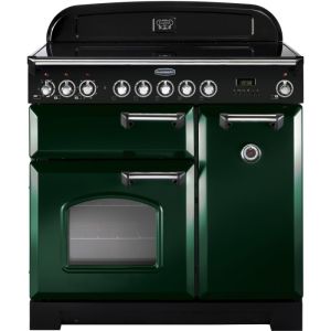 Rangemaster CDL90EIRG/C 113690 Classic Deluxe 90cm Induction Range Cooker Green and Chrome