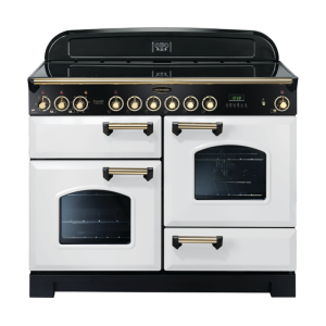 Rangemaster CDL110ECWH/B Classic Deluxe 110cm Ceramic Range 114160 White and Brass