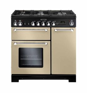 Rangemaster KCH90NGFCR/C 116760 Kitchener 90cm Dual Fuel Range Cooker In Cream and Chrome