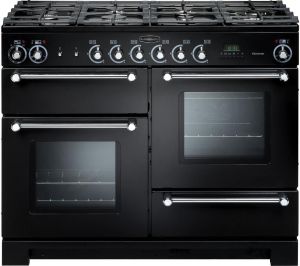 Rangemaster KCH110NGFBL/C Kitchener 110cm Natural Gas 116690 Black and Chrome