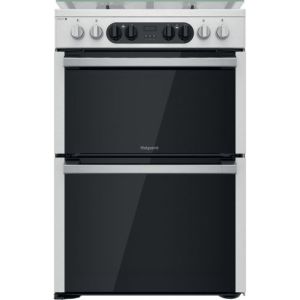 Hotpoint HDM67G8C2CX/UK Inox 60Cm Dual Fuel Double Cooker, 2 Full Fan Ovens, Steam Function, Fast Pr