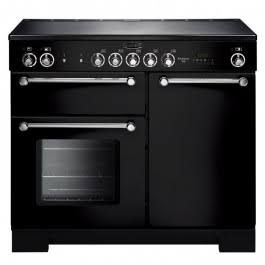 Rangemaster KCH100ECBL/C Kitchener 100cm Ceramic Range Cooker 112820 Black and Chrome