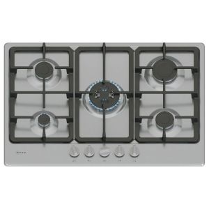 Neff T27GKQ8N0 75cm, 5 burners, 3.3kW Wok, 3 Dishwasher suitable cast iron pan supports, new standar