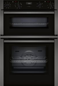 Neff U1ACE2HG0B 59.4cm Built In Electric Double Oven - Black with Graphite Trim