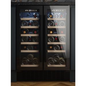 Cata UBBKWC60DD 60cm Black Dual Zone Twin Door Wine Cooler