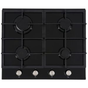 Cata UBGOG601BK 60cm Black Glass 4 Burner Nat Gas Hob