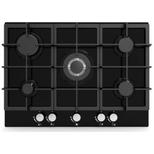 Cata UBGOG701BK 70cm Black Glass 5 Burner Nat Gas Hob