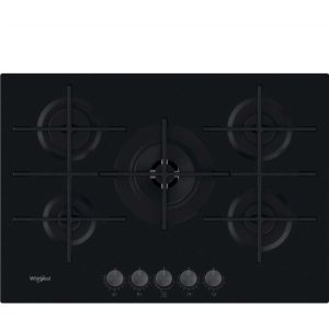Whirlpool GOWL758/NB W Collection Gas On Glass 75 Cm Cast Iron, Flexi Lame Full Width Grids