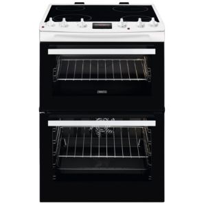 Zanussi ZCV66250WA 60cm Double Oven Electric Cooker with Ceramic Hob